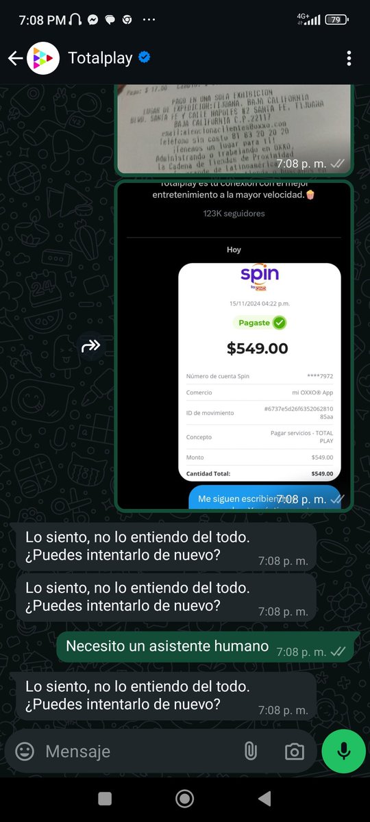 leijaman's tweet photo. @totalplaymx me hicieron pagar doble... Me llaman y cuelgan, me piden mandar por correo el comprobante y nada... https://t.co/eQ9sun4kbz