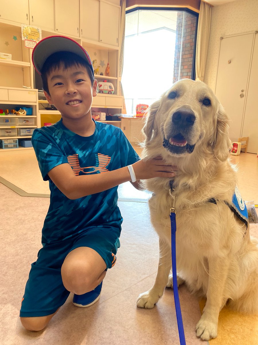 sokidsJP's tweet photo. ファシリティドッグのタイやでー。
少年野球チームに所属しているお兄ちゃん。
チームの帽子がめっちゃ似合ってるやん！かっこいい！
将来の夢はメジャーリーガーかな？
それなら、ボクもデコピン大先生みたいに、始球式やってみたいなー。
お兄ちゃん、今度始球式の練習しよっ！
＃静岡県立こども病院 https://t.co/tOZ10KU9AM