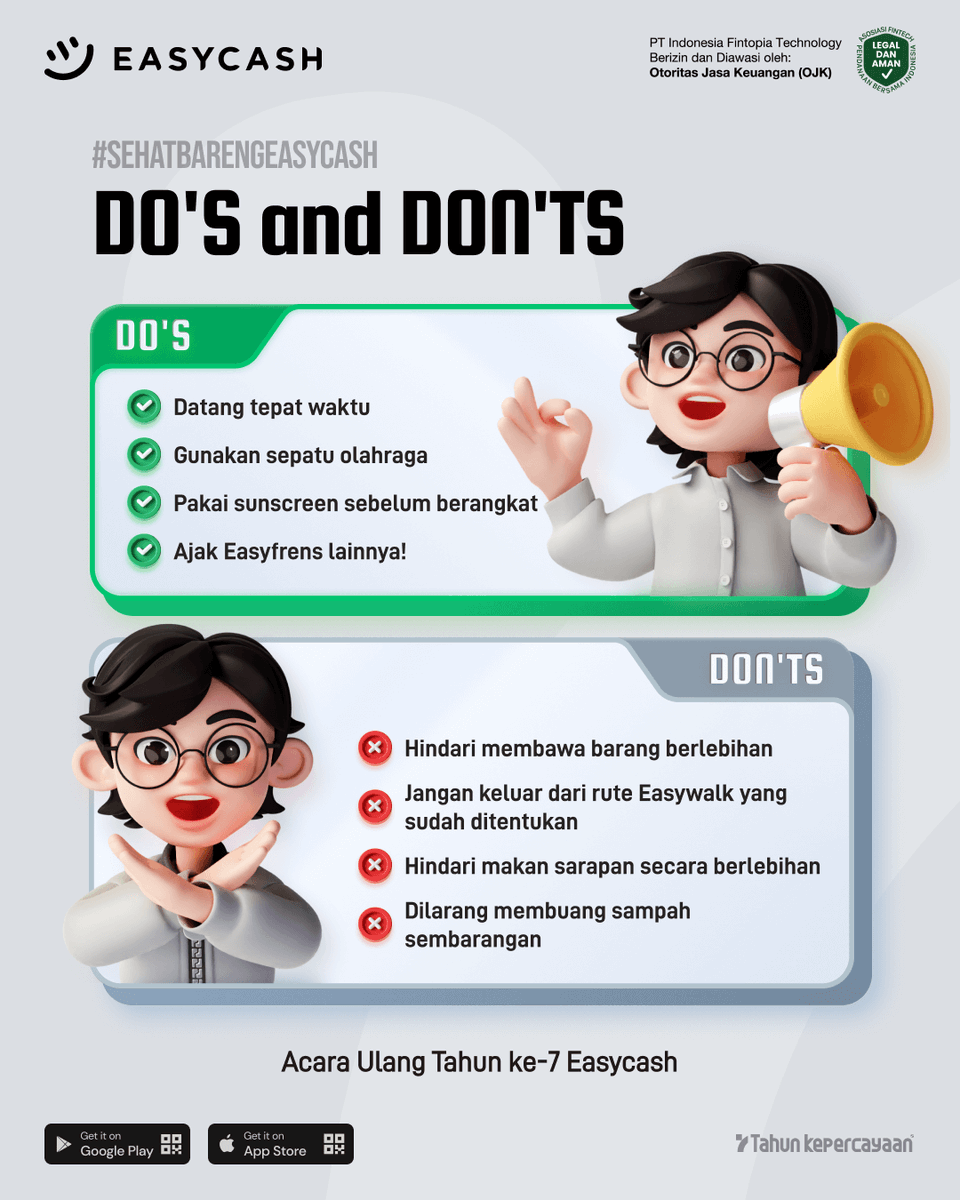 easycashid's tweet photo. Pesan untuk yang gak sabar buat CFD 3 hari lagi:
Singkat saja, pokoknya baca baik-baik postingan di atas dan jangan aneh-aneh ya, Easyfrens 💚
Paham 🖐🏻‼️
#SehatbarengEasycash #7TahunKepercayaan #EasyWalk #7thAnniversaryEasycash #CFD https://t.co/jo391IQz6o