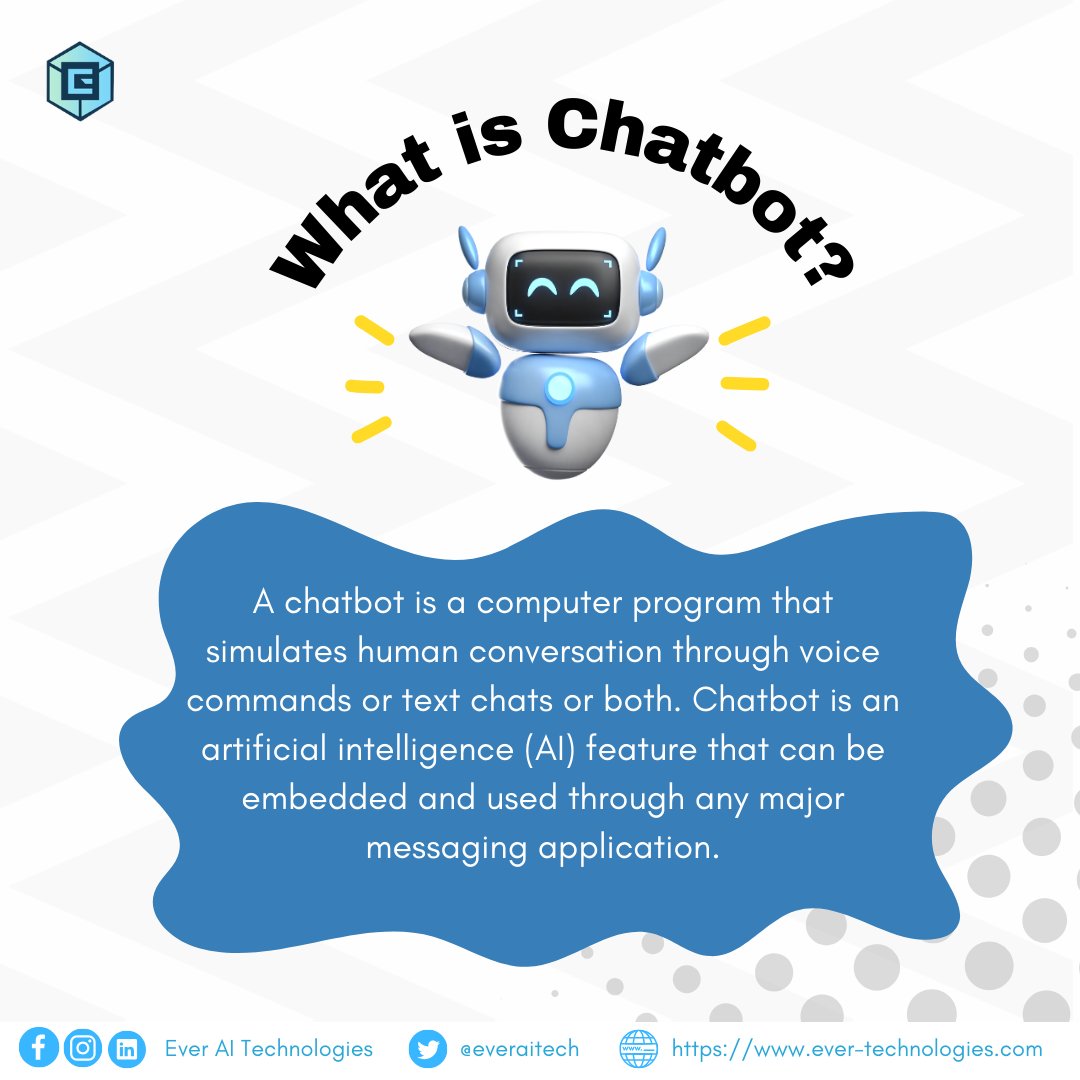 everaitech's tweet photo. 🤖 What is a Chatbot? 💬
Discover how chatbots are revolutionizing the way we interact with technology! 🌟

Want to know more? Contact us today 💡

📱 Whatsapp : https://t.co/XCdo3vqW91
🌐 Visit us: https://t.co/yqz6BFhIcU

#chatbots  #AI #technology  #everaitechnologies #Python https://t.co/TjP3KFLjWN