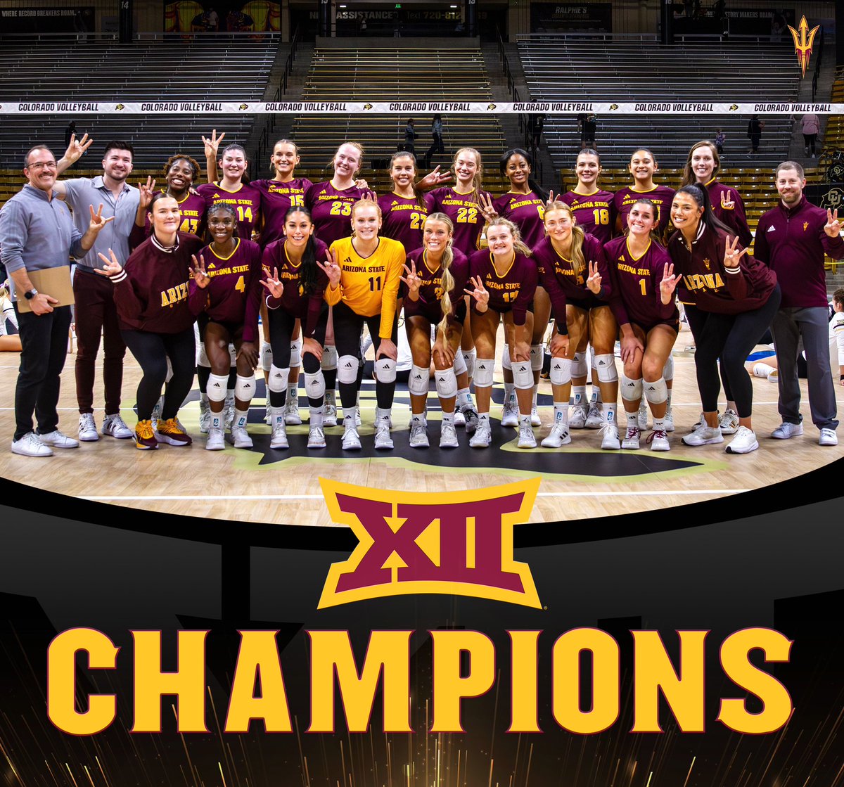 BIG 12 CHAMPIONS 🏆

Celebrate our first ever conference title with us on Friday at our last regular season home match AND senior night! 🔱

#ForksUp
