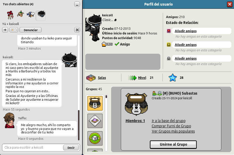 Nuestro amigo Keicoll pudo recuperar su cuenta y felizmente no perdió nada por la pronta respuesta del Ayudante, siempre tengan cuidado y no entren a links extraños, cualquier información oficial siempre estará en la web de Habbo/Fansites.
#Habbo @NoLimitsHabbo <a href="/BarbaruchiHabbo/">-barbaruchi-</a>