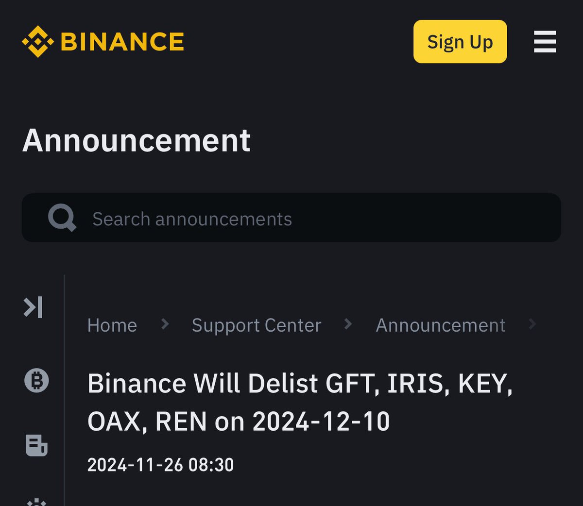 It was announced that Binance would delist GFT on Nov 26, 2024. 

A few hours ago the Gifto team minted another 1.2B GFT on BSC which more than doubled the total supply. 

GFT was then deposited to Kucoin, MEXC HTX, Bitget, Binance, OKX, &amp; Gate. 

Binance