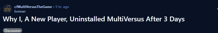 TheIceBoltx's tweet photo. You rlly hate to see it, smh. I read the post and the complaints they had are so real and i hate pfg for being so oblivious. The rlly only had 2 complaints, could be boiled down to 2 easily fixable things.
1. Let players choose who they work towards in fighter road #MultiVersus https://t.co/fcYoiwW50T