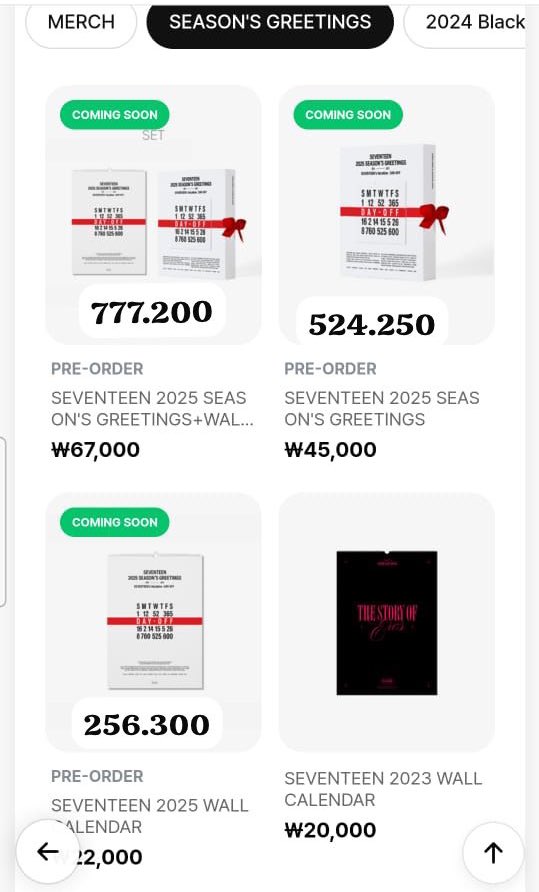 SeiraWarehouse's tweet photo. 📢 OPEN PRE ORDER SEVENTEEN SEASONS GREETING + WALL CALENDER 2025

❌ Shipping
❌ emstax
✅ ada GO
✅ slot terbatas yaa
📍Bogor
📌 berat kurang harga kurang berat lebih harga lebih https://t.co/LMBBuzsoou