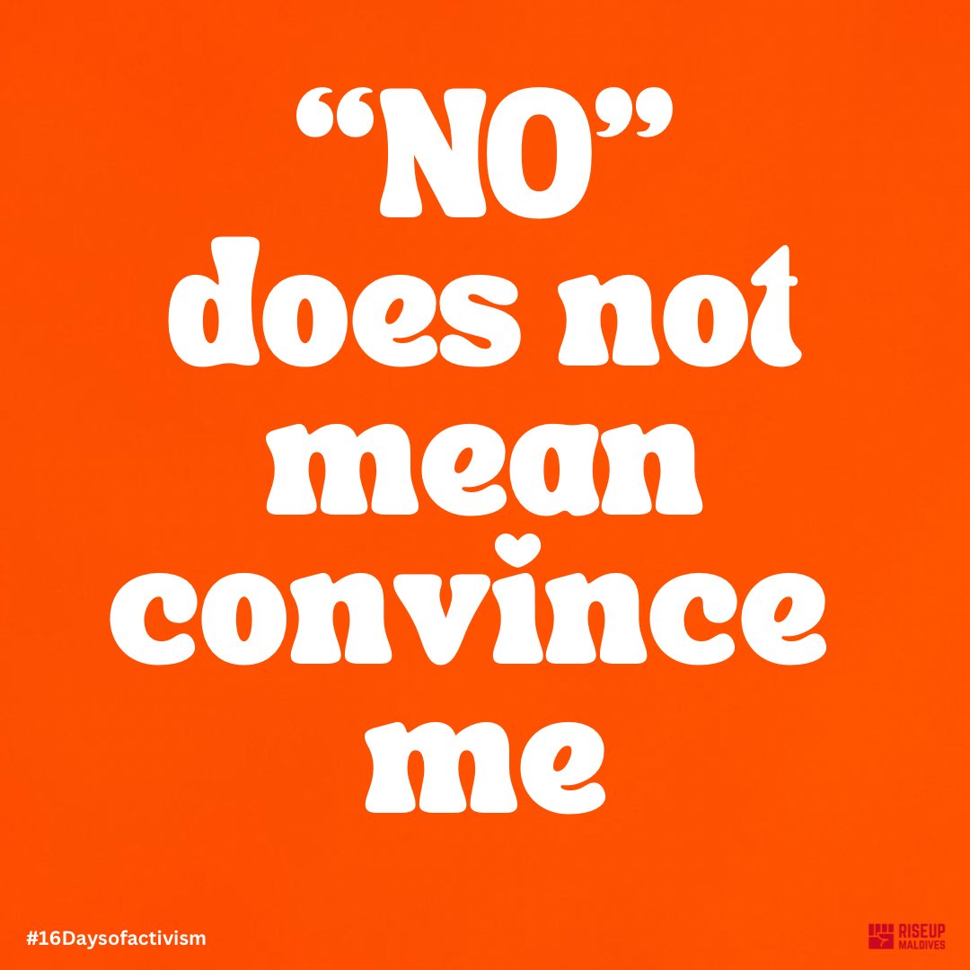 MvRiseUp's tweet photo. No means no. It’s a clear boundary that demands respect, no exceptions. Consent is not up for debate!

#NOmeansNO #16DaysOfActivism #orangetheworld #EndGBV https://t.co/ROVISCKr8M