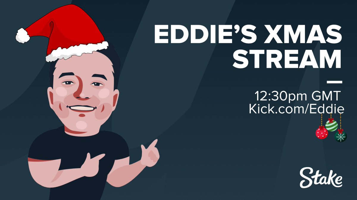 Stake's tweet photo. Everyone's favourite Christmas tradition is back for another year 🤗

Don't miss @StakeEddie's massive Xmas Stream 🎁

Same stream time, same stream place 📺 https://t.co/q6VWqwK0Ph