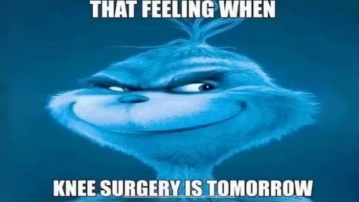 Everything you need to know about the $KNEE surgery meme.

The "knee surgery" meme, particularly the "Blue Grinch" variant captioned "That Feeling When Knee Surgery Is Tomorrow," captures the anxiety and anticipation associated with an impending event, using the oddly specific