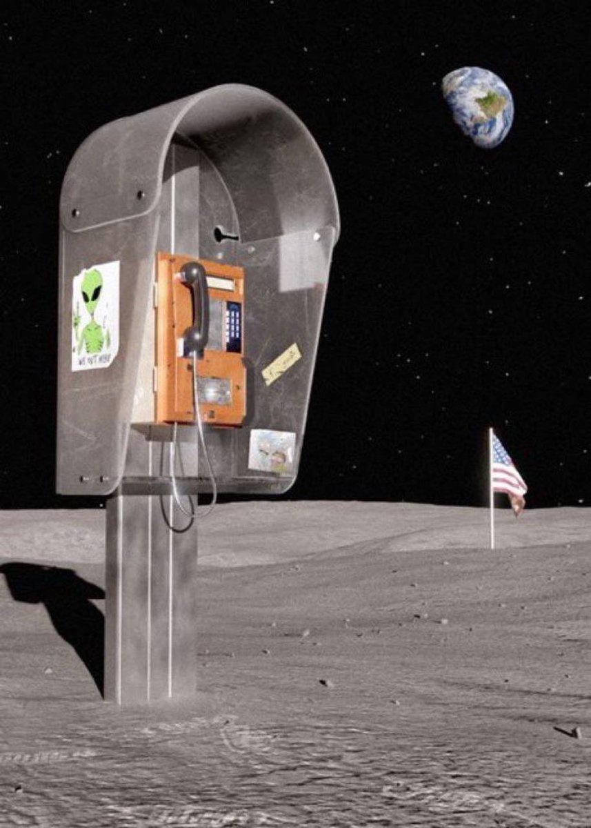 TheFlatEartherr's tweet photo. The mystery of how Nixon was able to phone the moon using a landline telephone has finally been solved. 😉 https://t.co/2rMTQhcBpQ