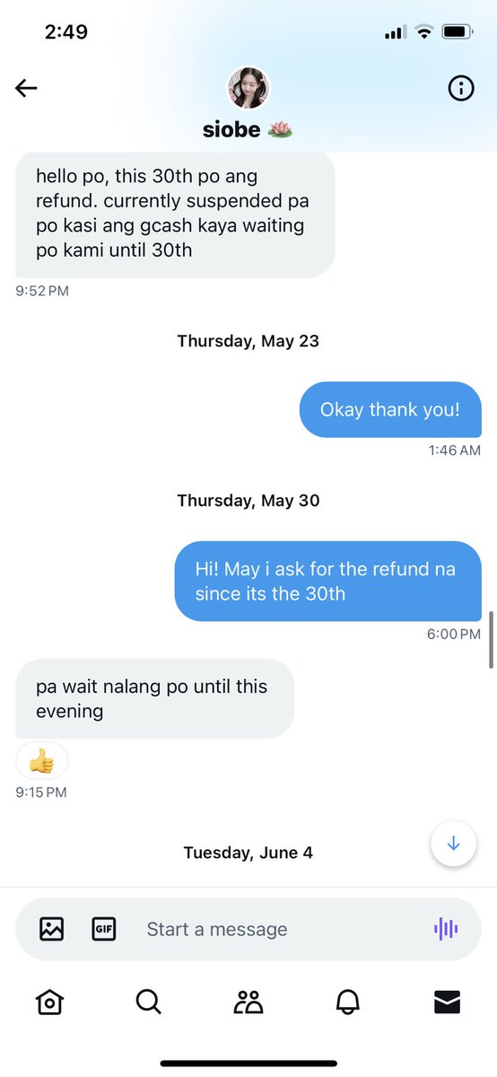 ⚠️SCAMMER ALERT⚠️

Placed an order for PCs worth 1200 from <a href="/siobecarts/">siobe 🪷</a> in Dec 2023 &amp; requested a refund from her in February since she “was having a problem sa proxy niya”

But everytime i ask for an update on the refund, theres another excuse. Its been months and still no refund