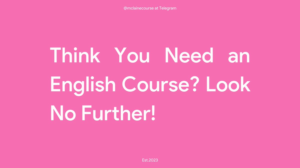 MCLAINE ENGLISH COURSE. (OPEN!) tweet media
