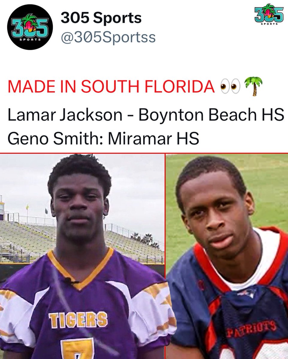 ELITE STAT: South Florida natives Lamar Jackson and Geno Smith are Top 2 in the NFL in passing yards 🤯👏 

<a href="/Lj_era8/">Lamar Jackson</a> <a href="/GenoSmith3/">Geno</a>