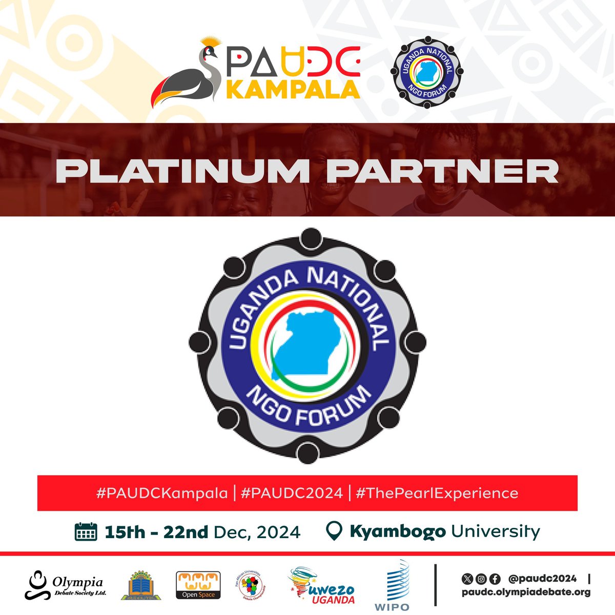 okello_jerome's tweet photo. Here we go! With @ngoforum as Platinum Partner for #PAUDCKampala 2024, we’re gearing up for a tournament like no other! Let’s collaborate, create, and contribute to a sustainable future. #Give4Devt #ThePearlExperience #Give4Good https://t.co/rv7Hd1X9jF