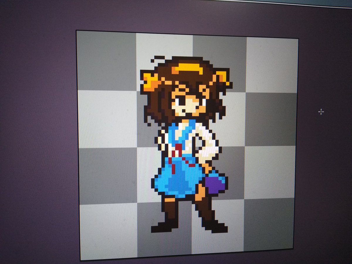 Squaggies's tweet photo. my girlfriend and I tag teamed a haruhi suzumiya sprite for fun today https://t.co/Svfdxqdwkx