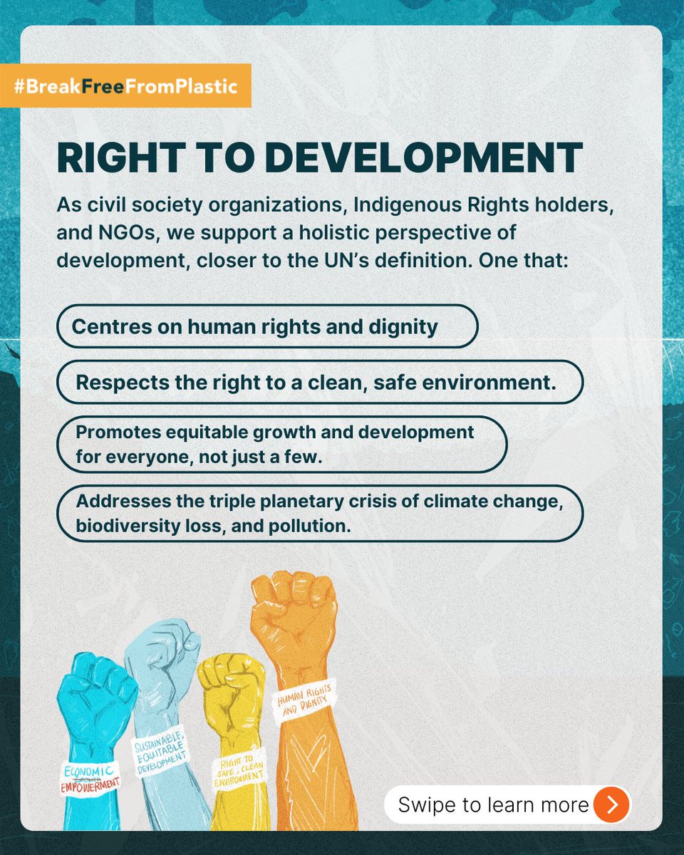 The Right to Development is often used as an argument to enable petrochemical expansion. Yet historically, plastics haven't been integral to any country's development.

#INC5 #PlasticsTreaty