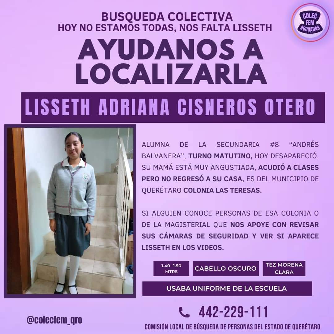#Atencion <a href="/fiscaliaqro/">Fiscalía General del Estado de Querétaro</a> una menor #desaparecida en #Querétaro <a href="/AlertaQro/">AlertaQro Noticias</a> <a href="/DiarioQro/">Diario de Querétaro</a> <a href="/gobqro/">Gobierno del Estado de Querétaro</a> #HastaEncontrarla