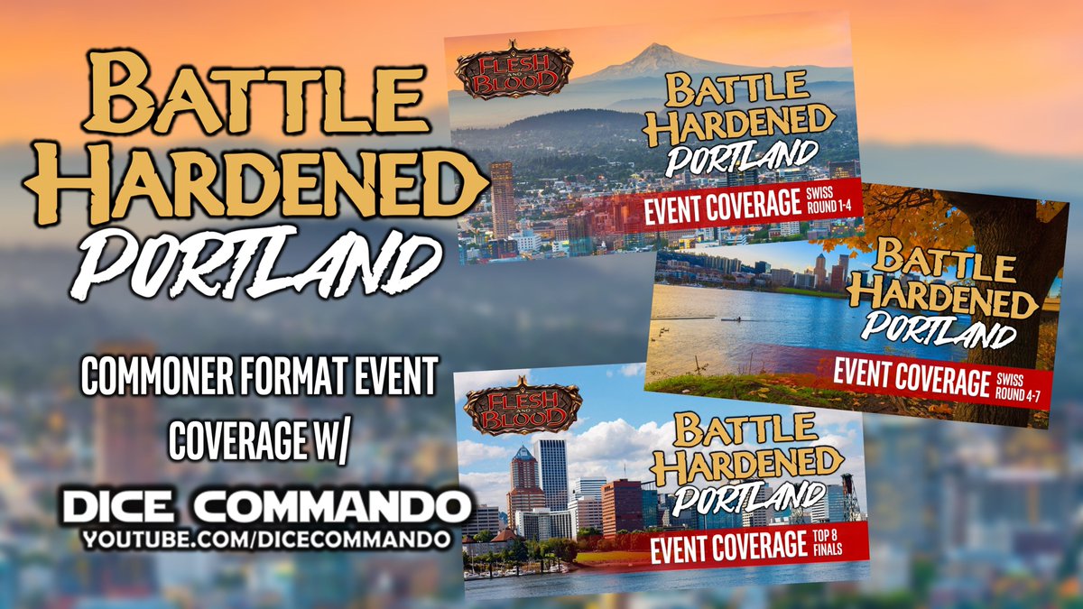 DiceCommando's tweet photo. Flesh and Blood's inaugural competitive Commoner Format Battle Hardened was in Portland, Oregon, on Nov 24th, 2025.

This three-part series brings real-time gameplay from Battle Hardened: Portland, showcasing the commoner format in Flesh and Blood.

@fabtcg  @FaB_Foundry https://t.co/hGPyVE9T1f