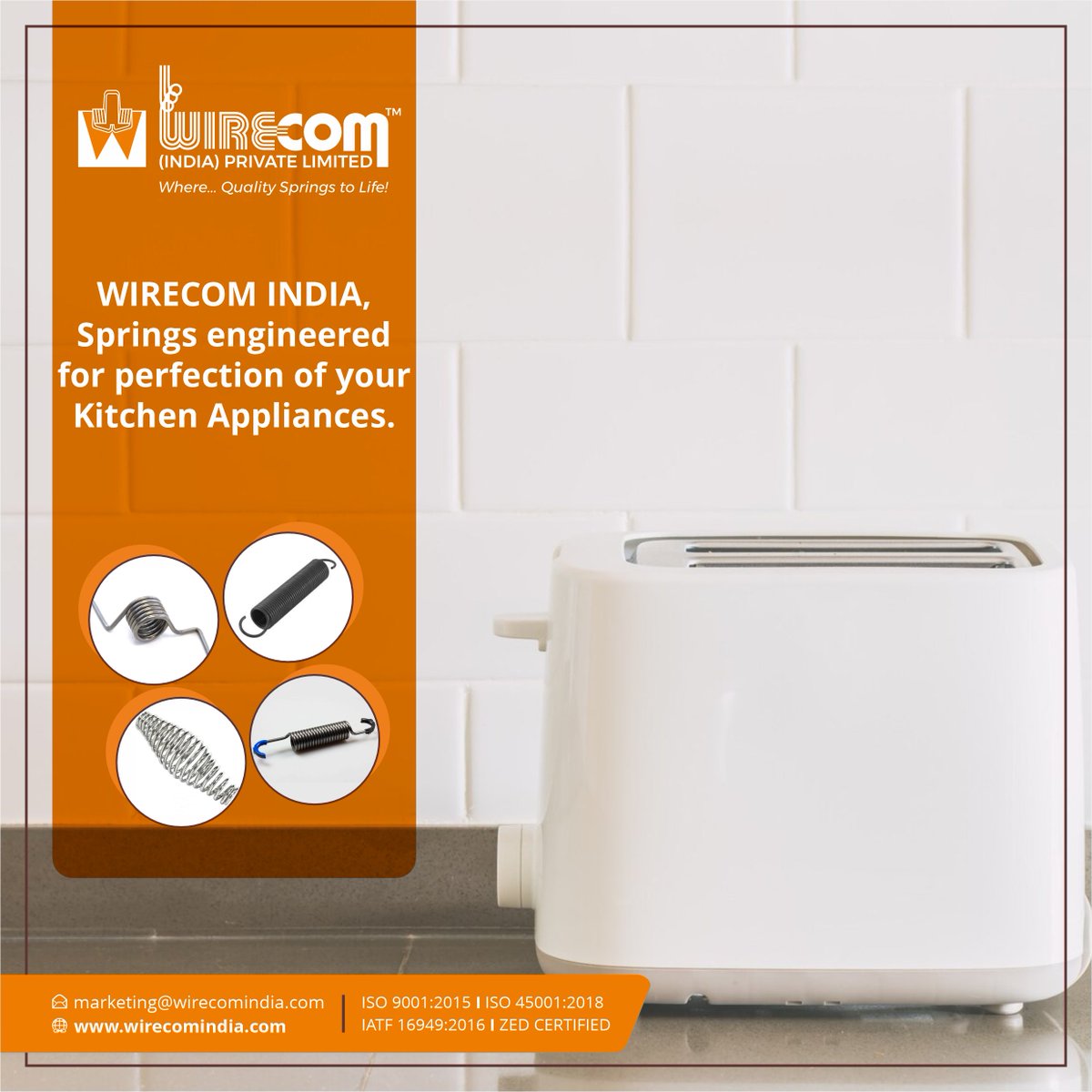 WirecomIndia's tweet image. A toaster operates by compressing a spring mechanism when the button is pushed down, activating an electromagnet to hold it in place. Wirecom India which has engineered springs for perfection of your Kitchen appliances.

#breadtoaster #toaster #spring #springs #compressionspring