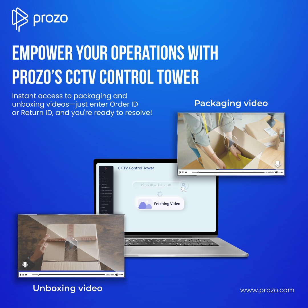 Prozodotcom's tweet photo. 🚀 Introducing Prozo’s CCTV Control Tower!

Access packaging and return unboxing videos by entering the Order or Return ID. Videos are delivered straight to your inbox—no ops team needed!

Save time, streamline support, and resolve issues faster with this game-changing tool. 🌟 https://t.co/qzsz6Wppfz