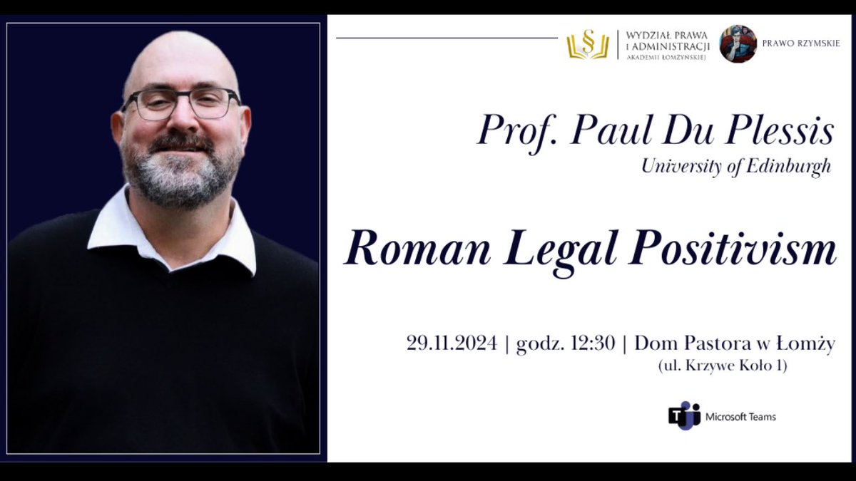 If you’re in Łomża on Friday, feel free to attend. #RomanLaw
