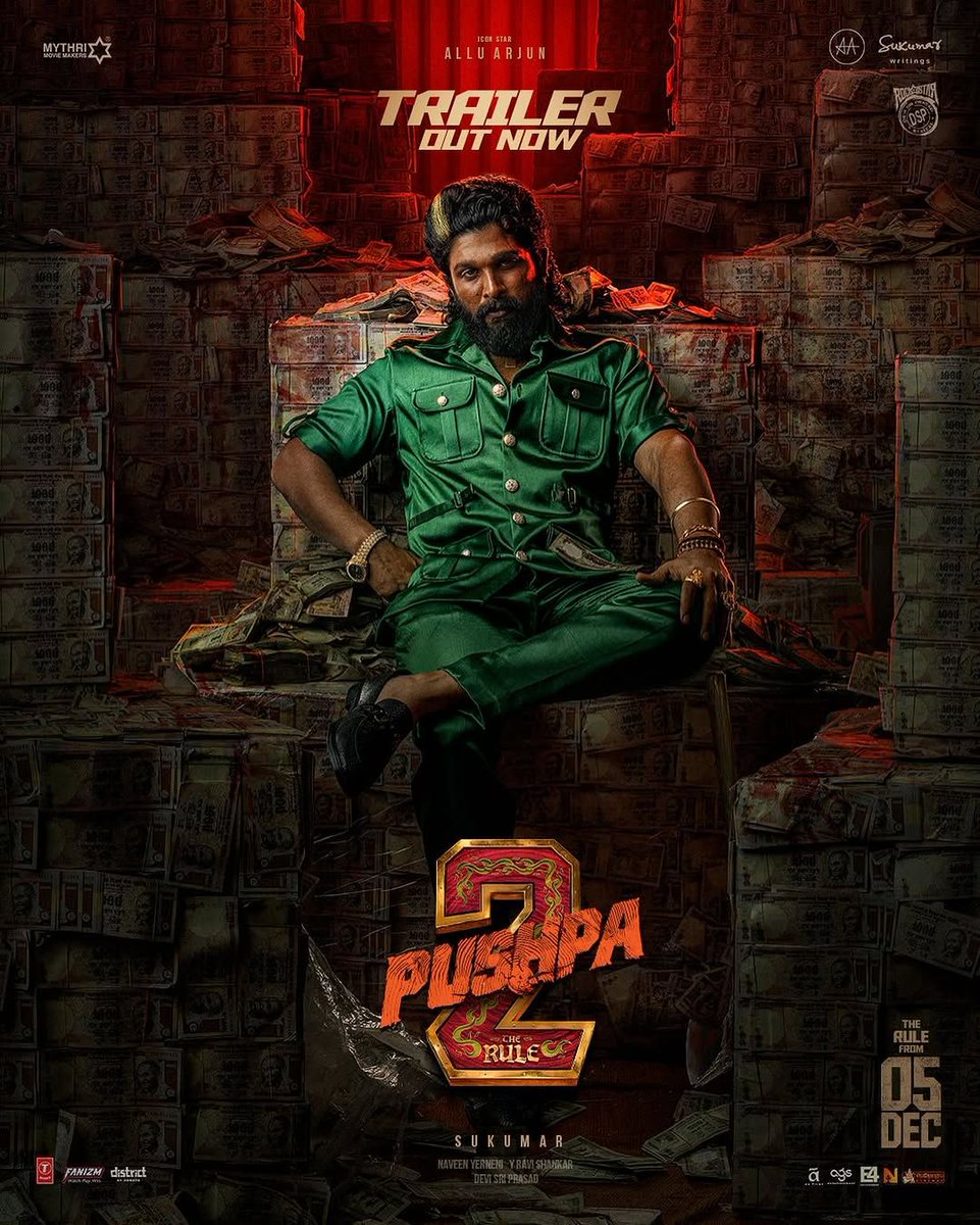 juksuncom's tweet photo. Pushpa 2: The Rule Poster

Directed by Sukumar, starring Allu Arjun in the titular role, alongside Rashmika Mandanna, Fahadh Faasil, Jagapathi Babu, Dhananjaya, Rao Ramesh, Sunil and Anasuya Bharadwaj.  Released worldwide on 5 December 2024 https://t.co/2XXxCgShCz