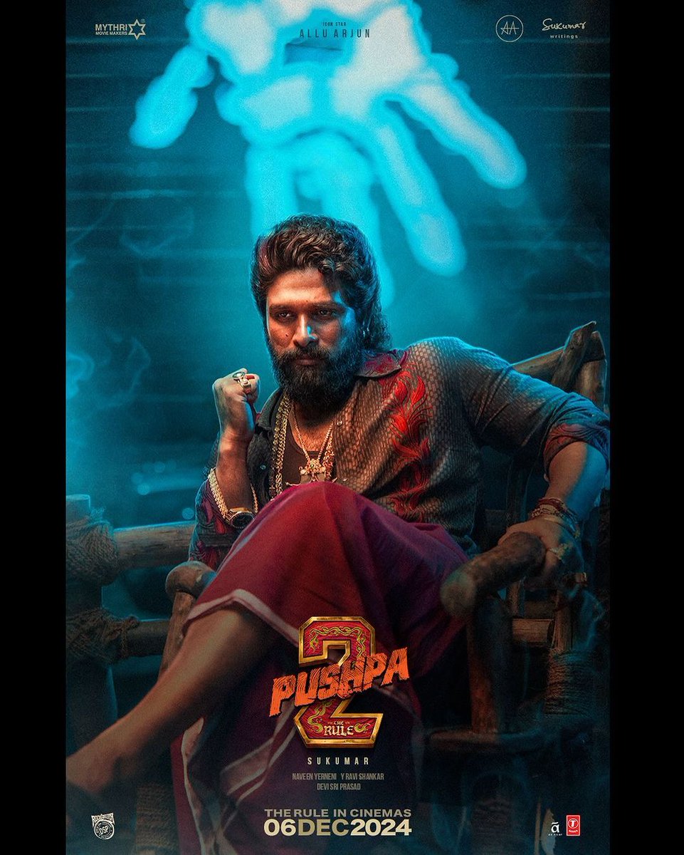 juksuncom's tweet photo. Pushpa 2: The Rule Poster

Directed by Sukumar, starring Allu Arjun in the titular role, alongside Rashmika Mandanna, Fahadh Faasil, Jagapathi Babu, Dhananjaya, Rao Ramesh, Sunil and Anasuya Bharadwaj.  Released worldwide on 5 December 2024 https://t.co/2XXxCgShCz