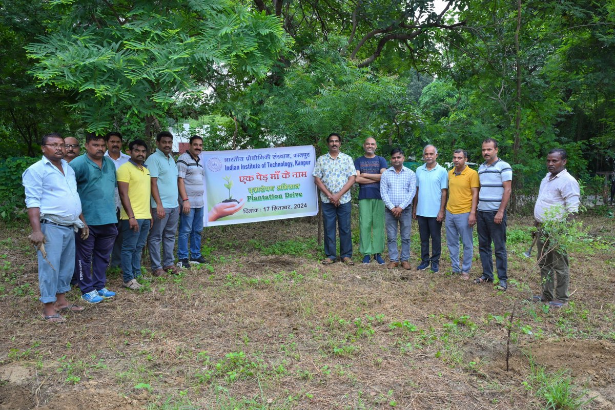 IITKanpur's tweet photo. The "Ek Ped Maa Ke Naam" campaign was launched by Hon'ble Prime Minister Narendra Modi on World Environment Day, 2024. Under this campaign, people have been encouraged to plant a tree as a tribute to their mothers. As part of this campaign, IIT Kanpur has set a target to plant 3,500 trees by March 2025. As of November 15, 2024, a total of 2,680 trees of various species have already been planted within the IIT Kanpur campus.  

IIT Kanpur has always been committed to maintaining environmental balance and tackling global warming, and will continue to do so in the future. As part of this campaign, the leaves and thin branches of trees are being cut into small pieces using an electrically powered bio-shredder and collected in a pit. The process of converting these into compost is underway. This compost, which is fully organic, is then used for gardening and landscaping work within the institution.  

The aim of this initiative is to tackle global warming and ensure a safe future for the planet.

#IITK #IITKanpur @Director_IITK @HomeMinistr2024  @Shashimediabran @drjramkr #globalwarming #environment #compost