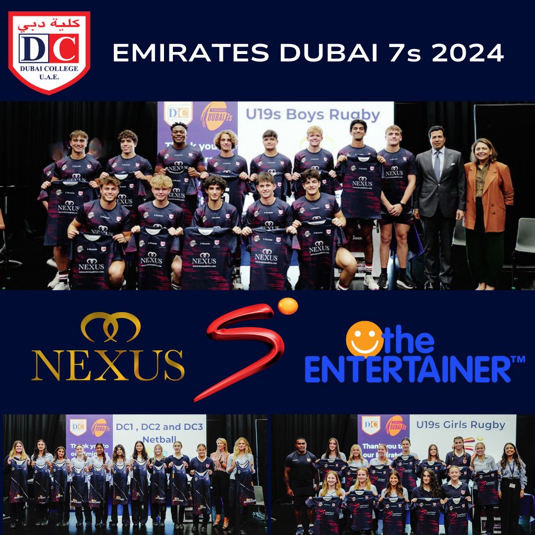 DubaiCollege's tweet image. Game time! Wishing #TeamDC the best of luck as they compete in the @Dubai7s this weekend.
Big thank you to @entertainerdxb for sponsoring Netball, @nexusadvice championing Boys Rugby, @supersporttv backing Girls Rugby, @hurricanesgrilldubai supporting Youth Netball
@DCol_Sport