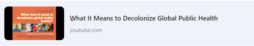 🌍 Decolonizing Global Public Health: A Roundtable Discussion ✊🏽

Last month, the Miami Institute hosted an engaging virtual roundtable to explore what it means to decolonize global public health. 🩺 Inspired by David McCoy’s essay, “An Anti-Colonial Agenda for the Decolonisation