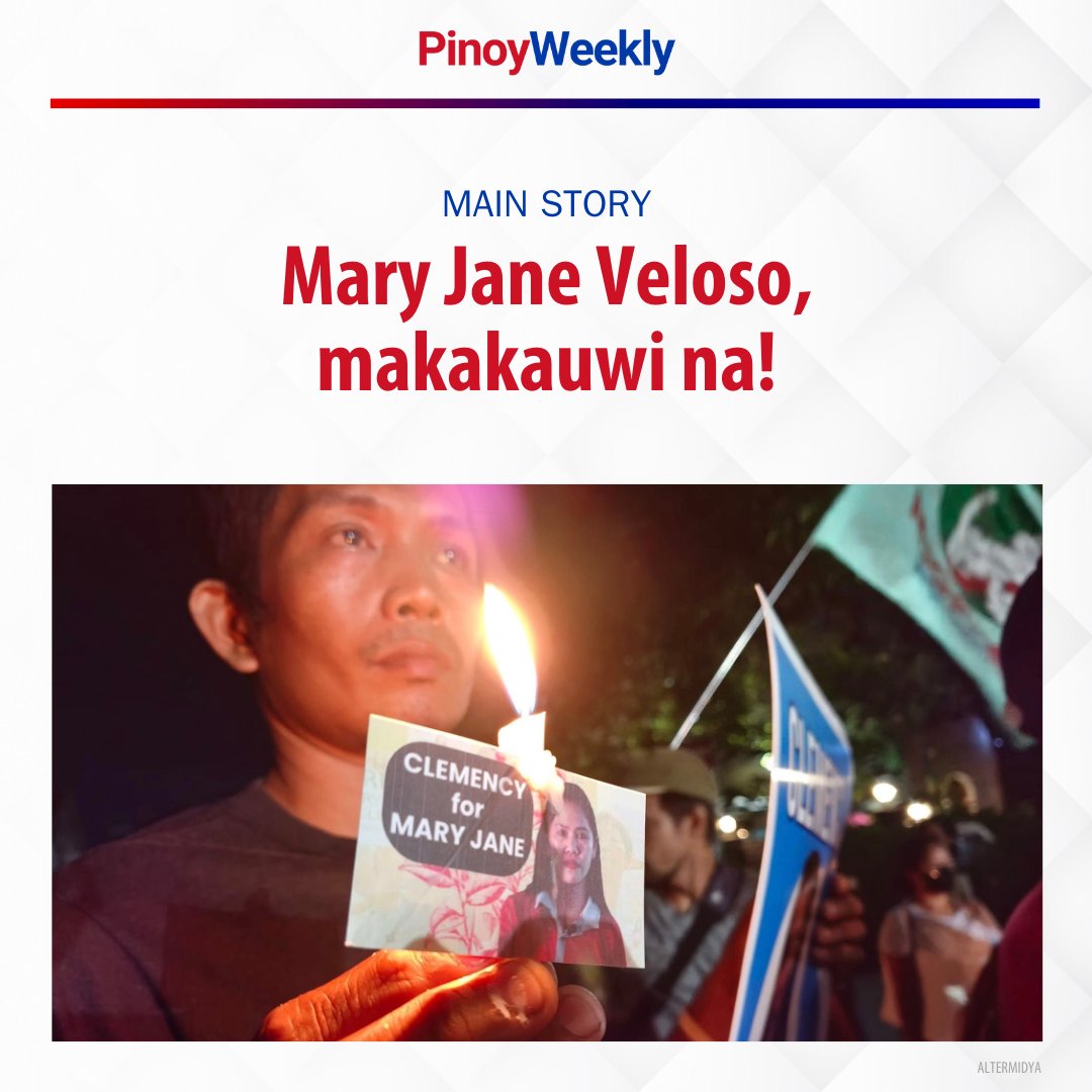 Makakauwi na ng Pilipinas si Mary Jane Veloso matapos ang 14 taon na pagkakakulong sa Indonesia. Panawagan ngayon ng kanyang pamilya at mga tagasuporta, bigyan siya ng clemency ni Pangulong Ferdinand Marcos Jr. para ganap nang makalaya.

BASAHIN: tinyurl.com/mr9y593t 🔗