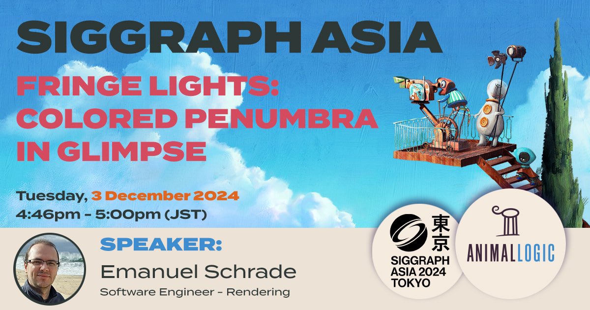Animal Logic (@animallogic) on Twitter photo 🗣 Will you be at <a href="/SIGGRAPHAsia/">SIGGRAPH Asia ➡️ Hong Kong</a> 2024 in #Tokyo? Then don’t miss our presentation, 'Fringe Lights: Colored Penumbra in Glimpse' from Emanuel!💡Discover how we stylise shadows easily in our proprietary renderer, Glimpse, at our talk on 3 December 👉 bit.ly/4g4bjBN 🗣 Will you be at <a href="/SIGGRAPHAsia/">SIGGRAPH Asia ➡️ Hong Kong</a> 2024 in #Tokyo? Then don’t miss our presentation, 'Fringe Lights: Colored Penumbra in Glimpse' from Emanuel!💡Discover how we stylise shadows easily in our proprietary renderer, Glimpse, at our talk on 3 December 👉 bit.ly/4g4bjBN