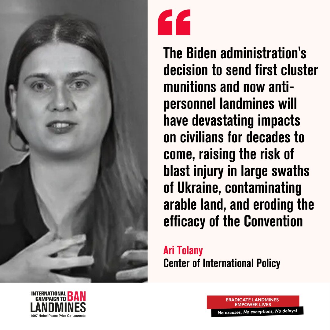 ICBL (@minefreeworld) on Twitter photo Ari Tolany from <a href="/CIPolicy/">Center for International Policy</a> statement on the #US decision to transfer landmines to #Ukraine and how it undermines international law and threatens civilians bit.ly/3OvDxcI #SiemReapSummit #MineFreeWorld #LandmineSurvivorsRights Ari Tolany from <a href="/CIPolicy/">Center for International Policy</a> statement on the #US decision to transfer landmines to #Ukraine and how it undermines international law and threatens civilians bit.ly/3OvDxcI #SiemReapSummit #MineFreeWorld #LandmineSurvivorsRights