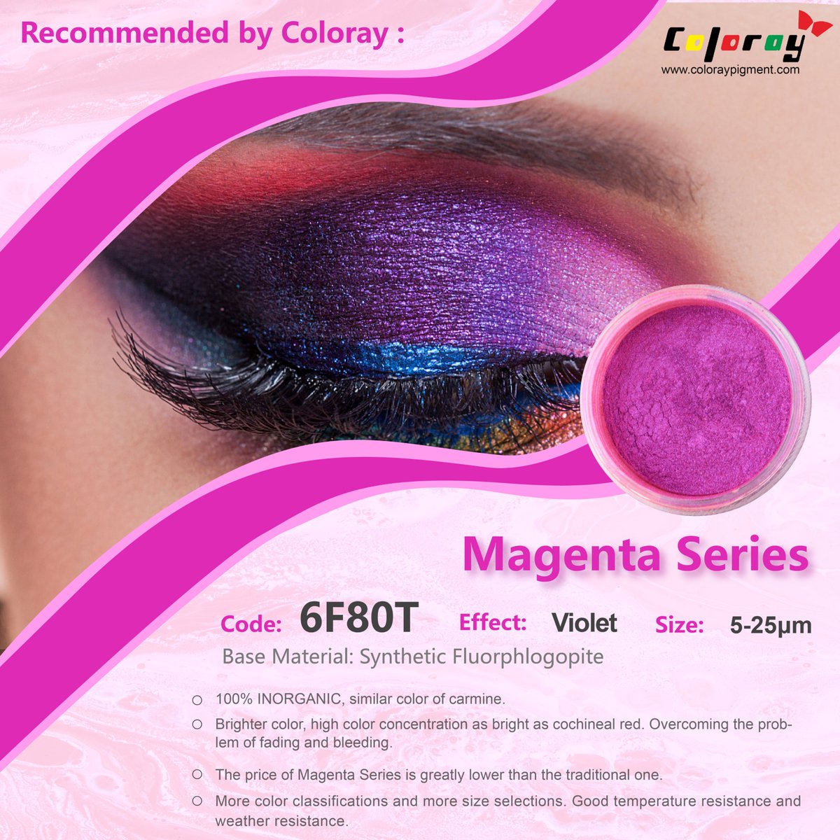 ColorayCosmetic's tweet image. Weekly recommendation ☀️
Magenta Series in cosmetic . 💄#makeup #pearlescent #coloray