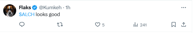 Kumkeh's tweet photo. $Alch looking better than ever! https://t.co/NJMis1xDAg