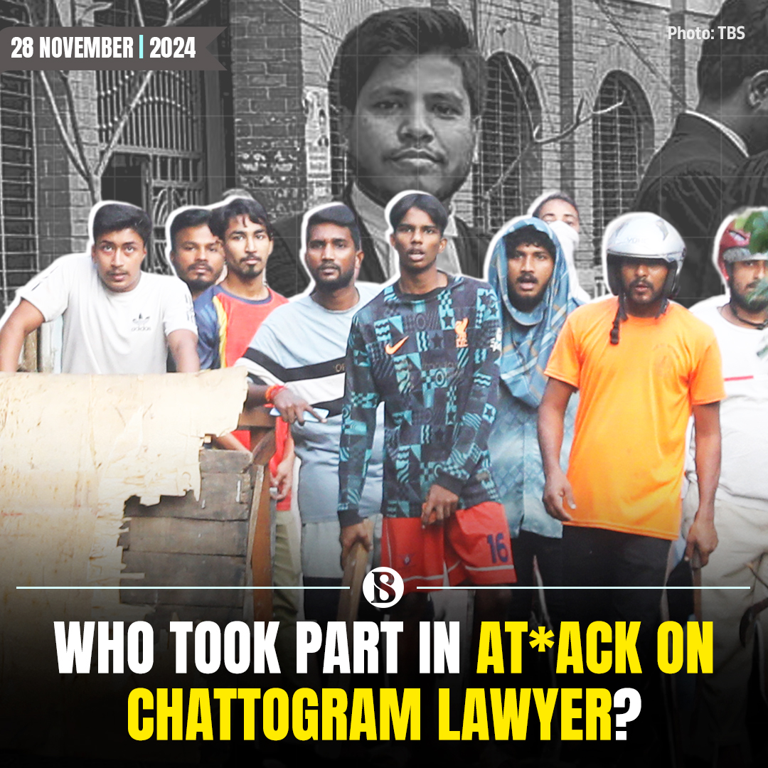 tbsnewsbd's tweet photo. Three individuals have been identified by The Business Standard among the suspects in the murder of lawyer Saiful Islam Alif in Chattogram on Tuesday (26 November).
Link in Comments
#SaifulIslamAlif #HackedToDeath #chinmoykrishnadas #lawyerdeath #TBSNews https://t.co/HlsgEhADar