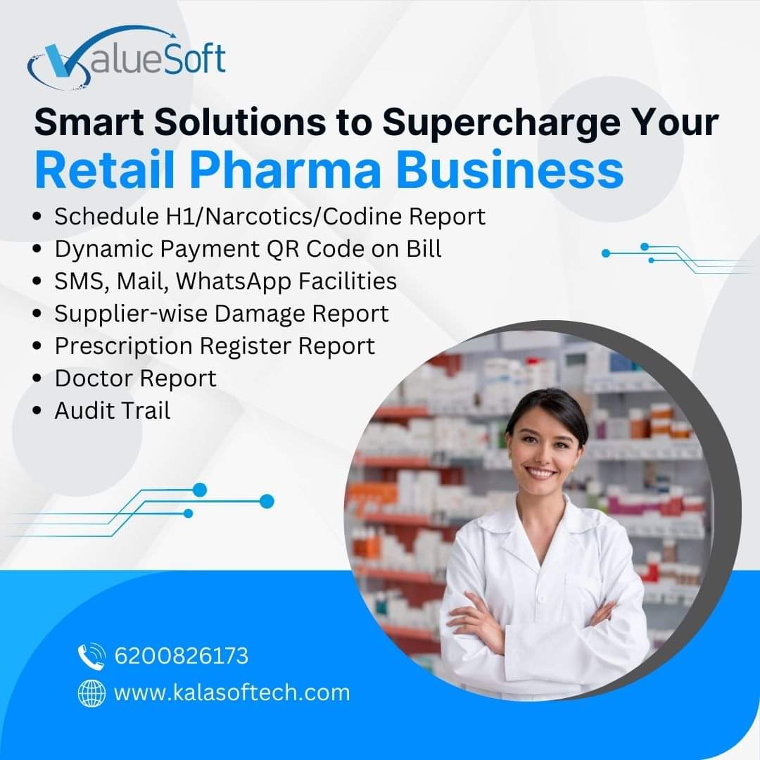 KALASOFTECH1's tweet photo. Manage Your Pharma Business Like a Pro with ValueSoft!
🔹Why Choose ValueSoft?
✔ Streamlined Billing &amp; Invoicing  
✔ Accurate Inventory   Management
✔ Pharma-Specific Features  
✔ User-Friendly &amp; Highly Efficient  
Call:6200826173
 https://t.co/qx78fZBXOa
#AccountingSoftware https://t.co/7SZurSgMbE