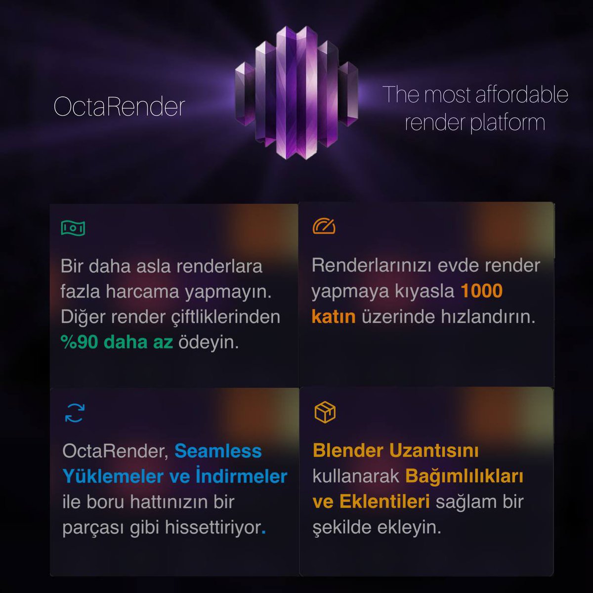 #RENDER’I KAÇIRDIN MI ? NEDEN #OCTASPACE’E GÖZ ATMIYORSUN ?

• $OCTA neden $RENDER’dan daha iyi ve 100 milyon piyasa değerinin altında neden bu kadar düşük?

—> $OCTA, rendering işleminde %2724 daha hızlıdır.
—> Çevrimiçi GPU’ları çok ucuza kiralayabilir ve birden fazla GPU