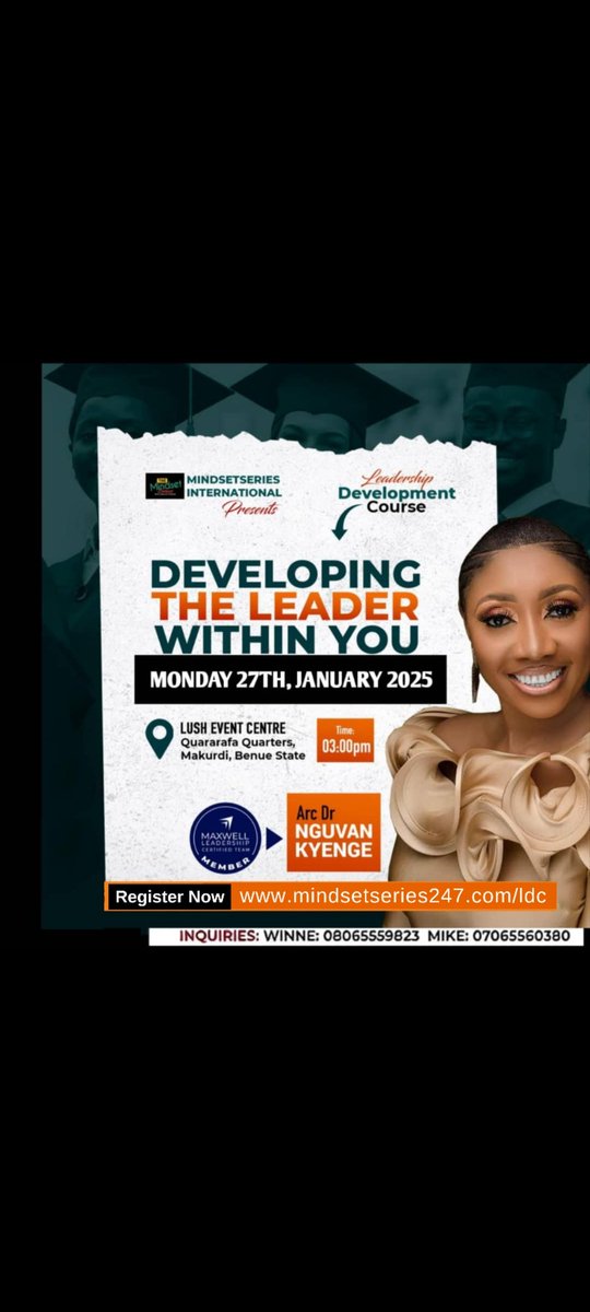 mindsetseries_'s tweet image. Early birds registration for the Leadership Development training  for 2025
This is one of the highly impactful courses developed by The Mindset Series International,
 4week journey to master the art of leadership and unlock your full potential.Register 
 mindsetseries247.com/ldc