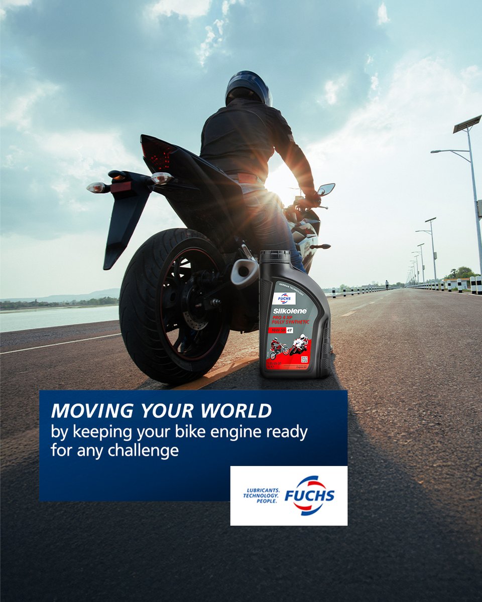 FuchsIndia's tweet photo. In a rider's world, standing still is never an option.
With FUCHS SILKOLENE, transform every ride into an epic story.
#fuchs #fuchsIndia #Silkolene #fuchsSilkolene #MovingYourWorld #EngineOils #performance https://t.co/slfqm4i1US