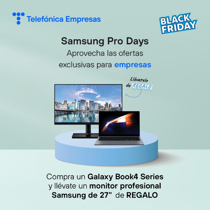 TE_empresas's tweet photo. 💥 ¡Llegó el Black Friday que esperabas! 🖤

🎁 Monitor Samsung de 27” GRATIS con tu Galaxy Book4/Book3.
🎁 Galaxy Tab A9+ de regalo al llevar un Galaxy Serie Z o S24 Ultra.
📉 ¡Hasta 25% de descuento en smartphones seleccionados!

🛒 ¡No dejes pasar esta oportunidad!
#TE_pymes