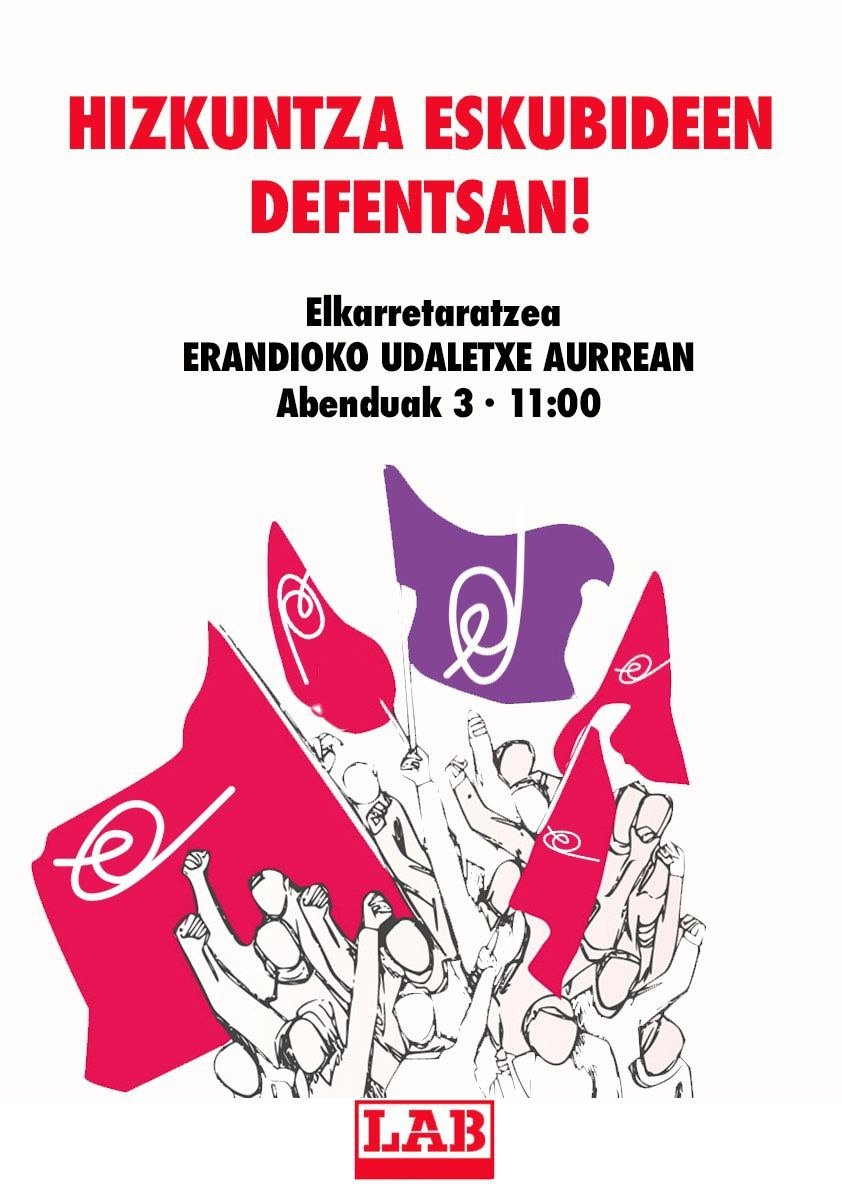 🚨 Erandioko udalak herritar bati euskaraz artatua izateko eskubidea urratu dio

💢 Hizkuntza eskubideak defendatu eta urraketak salatu!

📢 ELKARRETARATZEA
🗓️ Abenduak 3
⏰ 11:00
📍 Erandioko udaletxean

#EuskarazEzinbestez 
#Oldarraldia