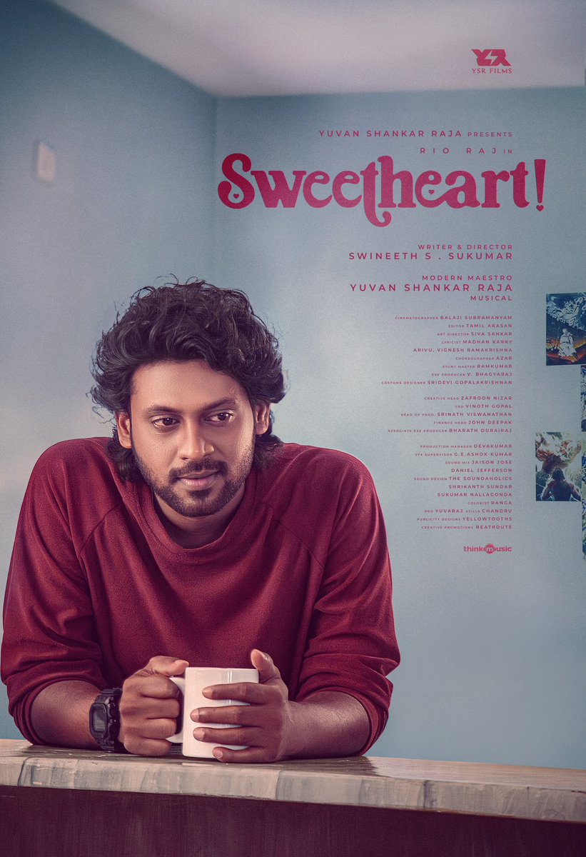 Pradeep Ranganathan (@pradeeponelife) on Twitter photo Expecting another modern Kaadhal Kaaviyam from <a href="/thisisysr/">Raja yuvan</a>'s <a href="/YSRfilms/">YSR Films</a> production, titled #Sweetheart.
Starring namma brother <a href="/rio_raj/">Rio raj</a> and <a href="/gopikaramesh_/">Gopika Ramesh</a>
A Film by <a href="/SwineethSukumar/">Swineeth</a>
#Yuvan183 #SweetHeartSecondLook
#RenjiPanicker <a href="/KingsleyReddin/">Reddin Kingsley</a> <a href="/chaleswaran/">Aruna Chaleswaran</a> <a href="/ImFouzee/">Fouzee</a> Expecting another modern Kaadhal Kaaviyam from <a href="/thisisysr/">Raja yuvan</a>'s <a href="/YSRfilms/">YSR Films</a> production, titled #Sweetheart.
Starring namma brother <a href="/rio_raj/">Rio raj</a> and <a href="/gopikaramesh_/">Gopika Ramesh</a>
A Film by <a href="/SwineethSukumar/">Swineeth</a>
#Yuvan183 #SweetHeartSecondLook
#RenjiPanicker <a href="/KingsleyReddin/">Reddin Kingsley</a> <a href="/chaleswaran/">Aruna Chaleswaran</a> <a href="/ImFouzee/">Fouzee</a>