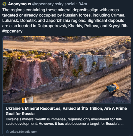 This is why Trump, Musk, and every other collaborator are begging Ukraine to accept a deal with a buffer zone that just so happens to exist over these regions, valued at $10 trillion. The goal is the same, to screw Ukraine from its natural resources and plunder it among Kremlin