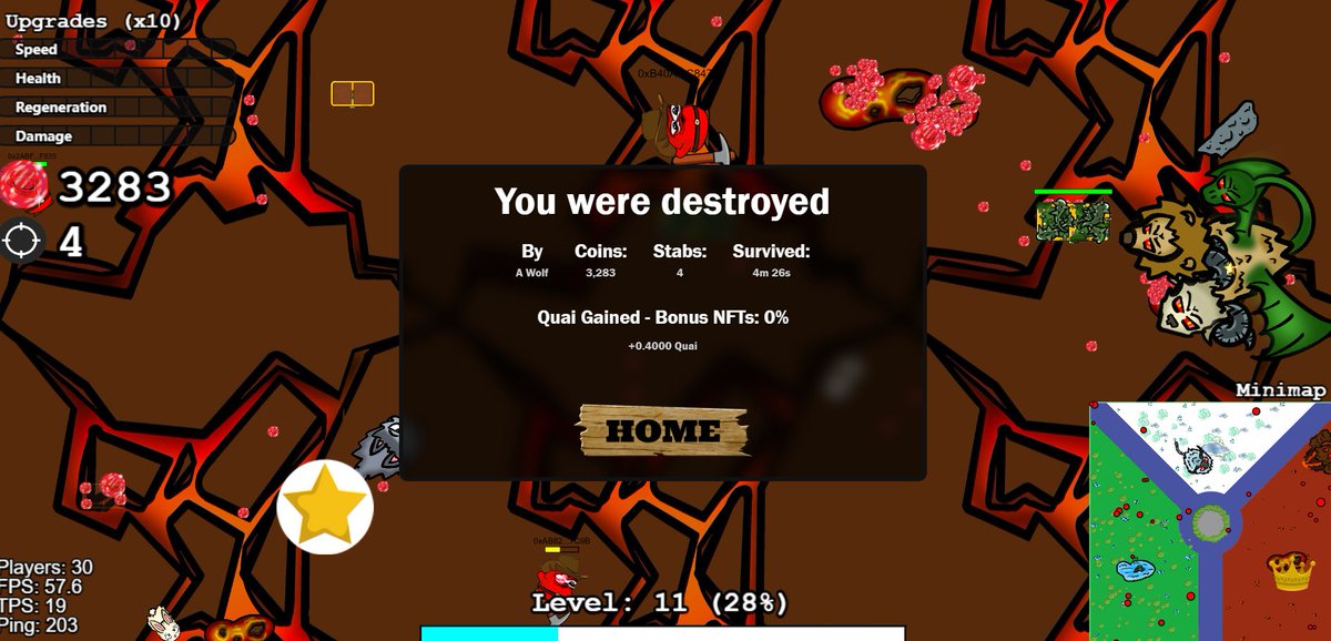 NodeStudy's tweet image. 兄弟们快来玩QuaiBattle!  @QuaiNetwork 上的游戏，挺有趣的，干掉一个就给0.1 $quai，这比挖矿划算多了🤣

需要用pelagus钱包，连接quaibattle网站：
quaibattle.lol

支付0.1 $quai 即可进入游戏。

#Quai #Qi