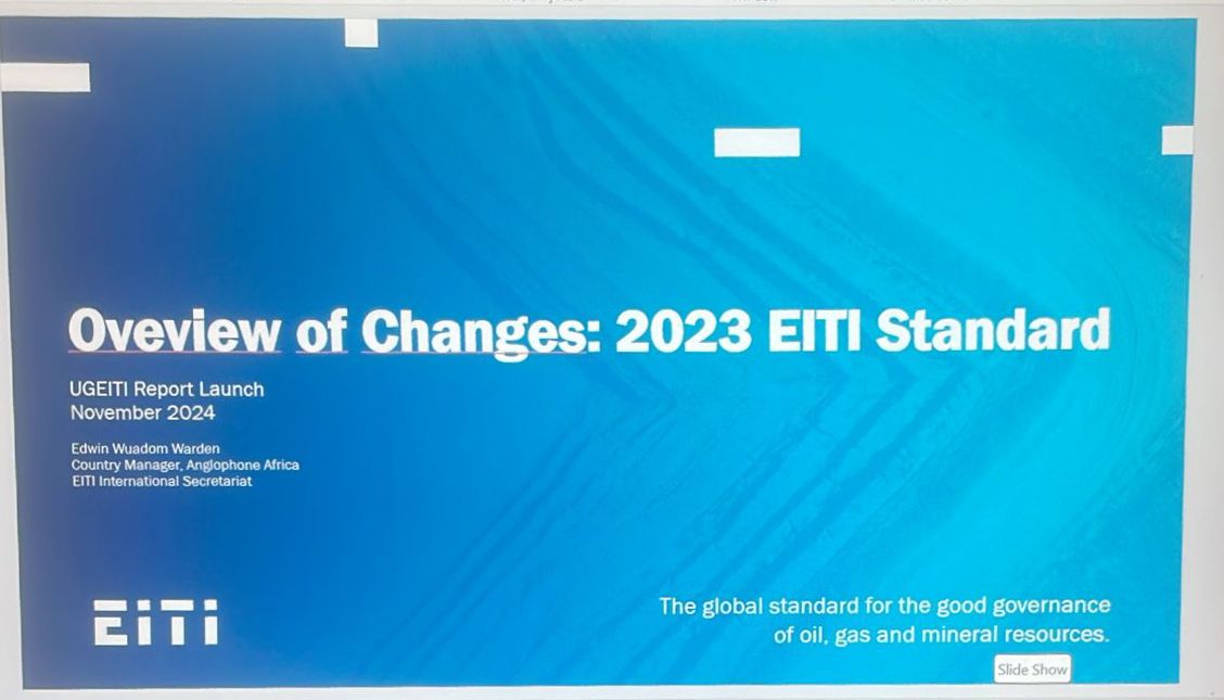The Country Manager - Anglophone Africa <a href="/EWWarden/">Edwin Wuadom Warden Woode</a>
presented the overview of changes: 2023 EITI Standard at the third EITI Report Launch <a href="/mofpedU/">Ministry of Finance</a> <a href="/EITIorg/">EITI International</a> <a href="/graUganda/">Global Rights Alert</a> <a href="/SEATINIUGANDA/">SEATINI UGANDA</a> <a href="/MEMD_Uganda/">Ministry of Energy & Mineral Development</a> <a href="/NRGInstitute/">Natural Resource Governance Institute</a>