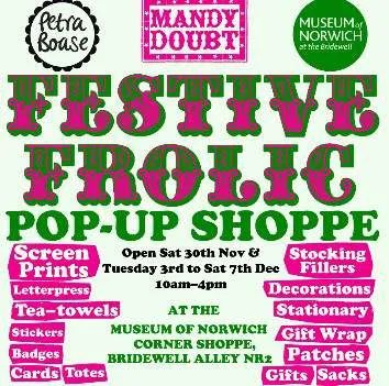 Not long now! The wonderful Festive Frolic Pop-Up Shoppe, opens at the <a href="/museumofnorwich/">Museum of Norwich</a> in Bridewell Alley on Saturday - norwichlanes.co.uk/events/festive… #Norwich