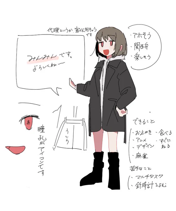代理(宣伝用キャラ)です
瞳孔の色味と髪色が合ってたら大体大丈夫です 