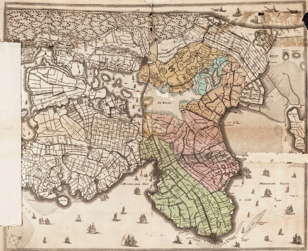 Door het kleurgebruik op deze kaart uit 1640 staan de #grenzen van de Westfriese Ambachten. #collectievissen