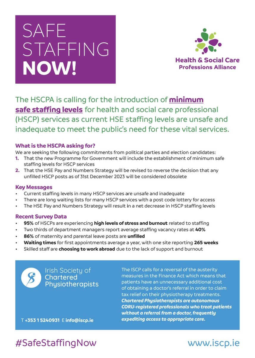 As you go to polls tomorrow , if you are a HSCP or if you or someone you care for will ever need the care of a HSCP, be aware that staffing is currently 40% down and we are told those jobs are gone! This affects everyone who will ever need to attend healthcare services
 <a href="/_ISCP_/">ISCP</a>