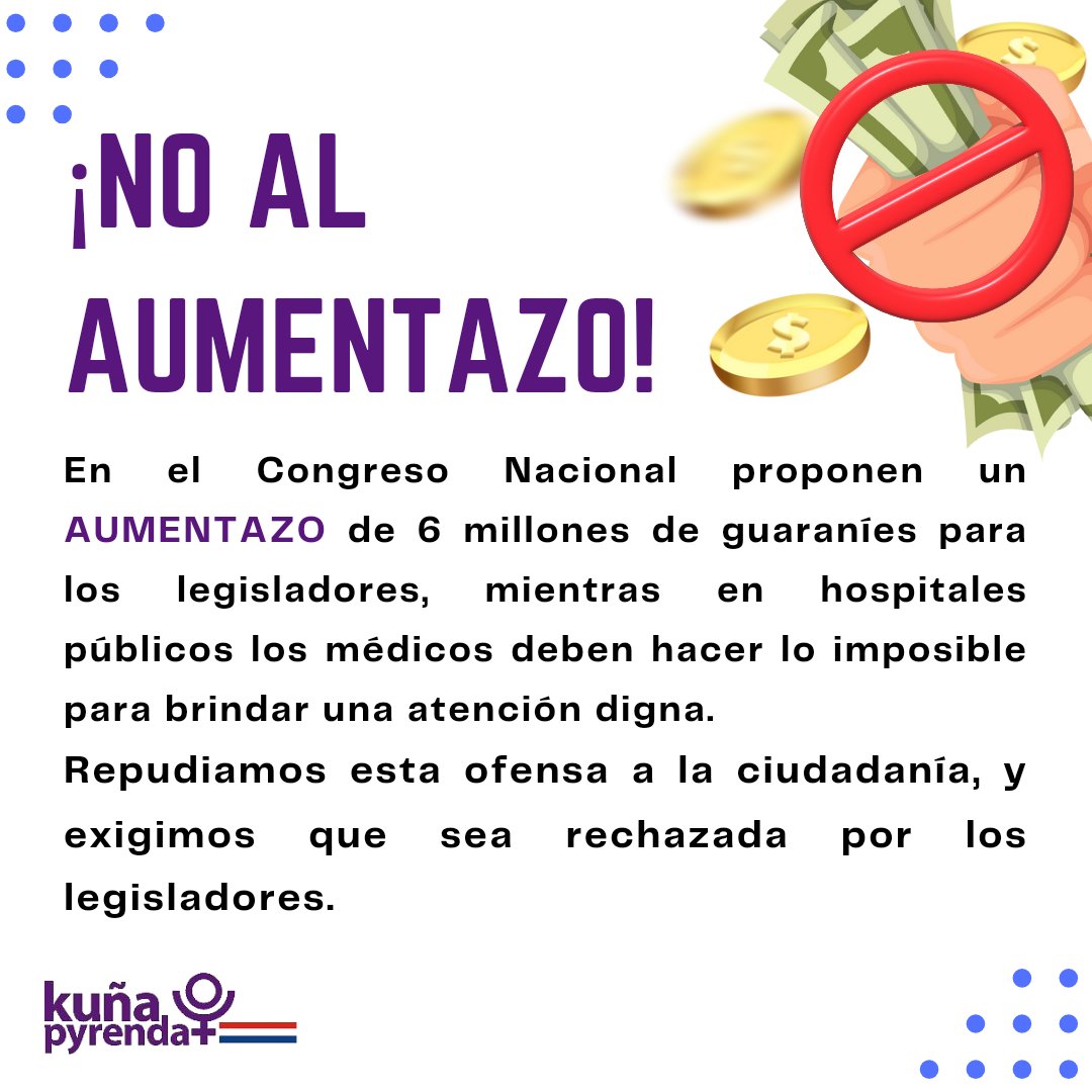 Mientras en hospitales públicos venden pan dulce para solventar gastos, en el Congreso plantean AUMENTAZO para legisladores. Es una bofetada para el pueblo. Decimos ¡NO! a otro privilegio que pretenden cargar sobre los hombros de la ciudadanía 

#NoAlAumento  #Bastadeprivilegios